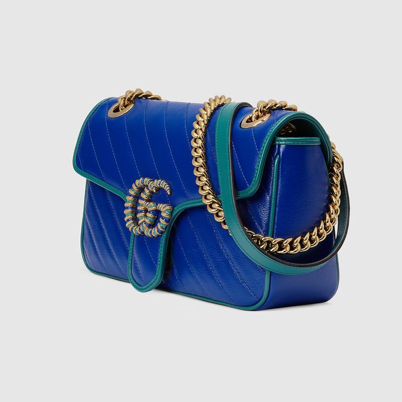 Gucci GG Marmont Small Matelasse Shoulder Bag 443497 Blue